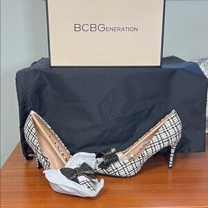 BCBGeneration Houndstooth Black and White Heels
